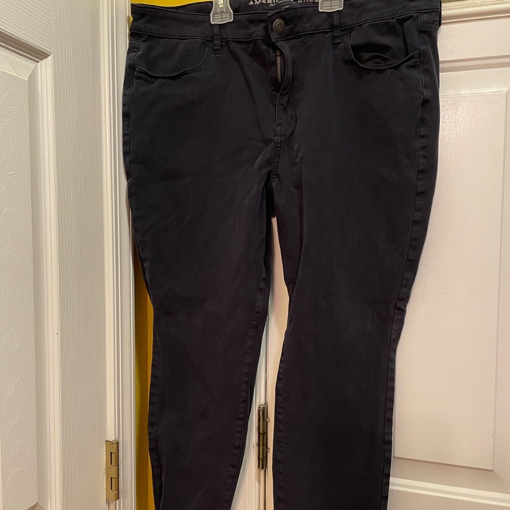 AE Navy Twill Jeggings Sz 16 Short